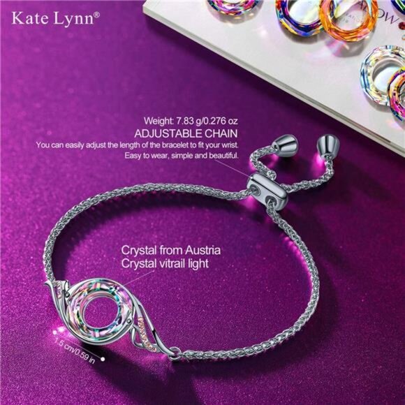 Phoenix Bracelet Women Crystal Adjustable Slider Jewelry Gift for Birthday Women - Picture 2 of 7